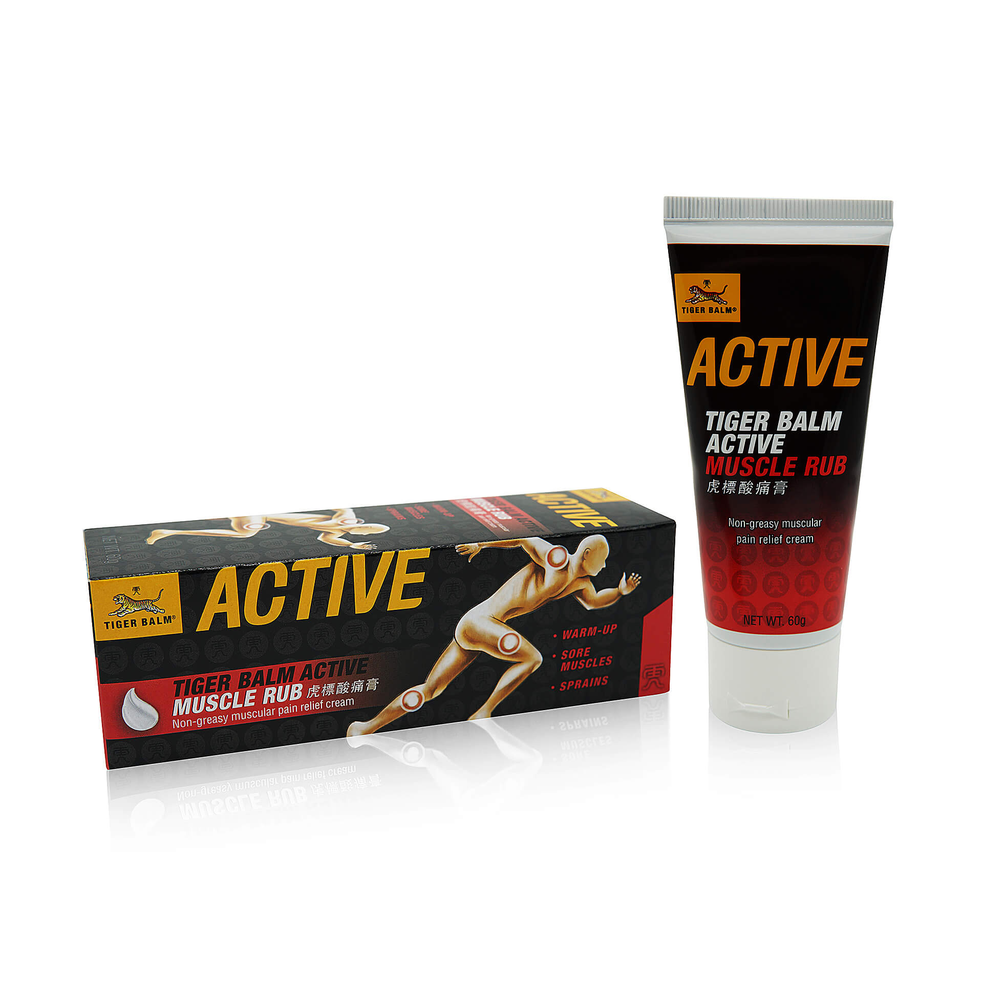 Tiger Balm Active Muscle Rub - Product View: Explore the soothing relief of Tiger Balm's Active Muscle Rub.