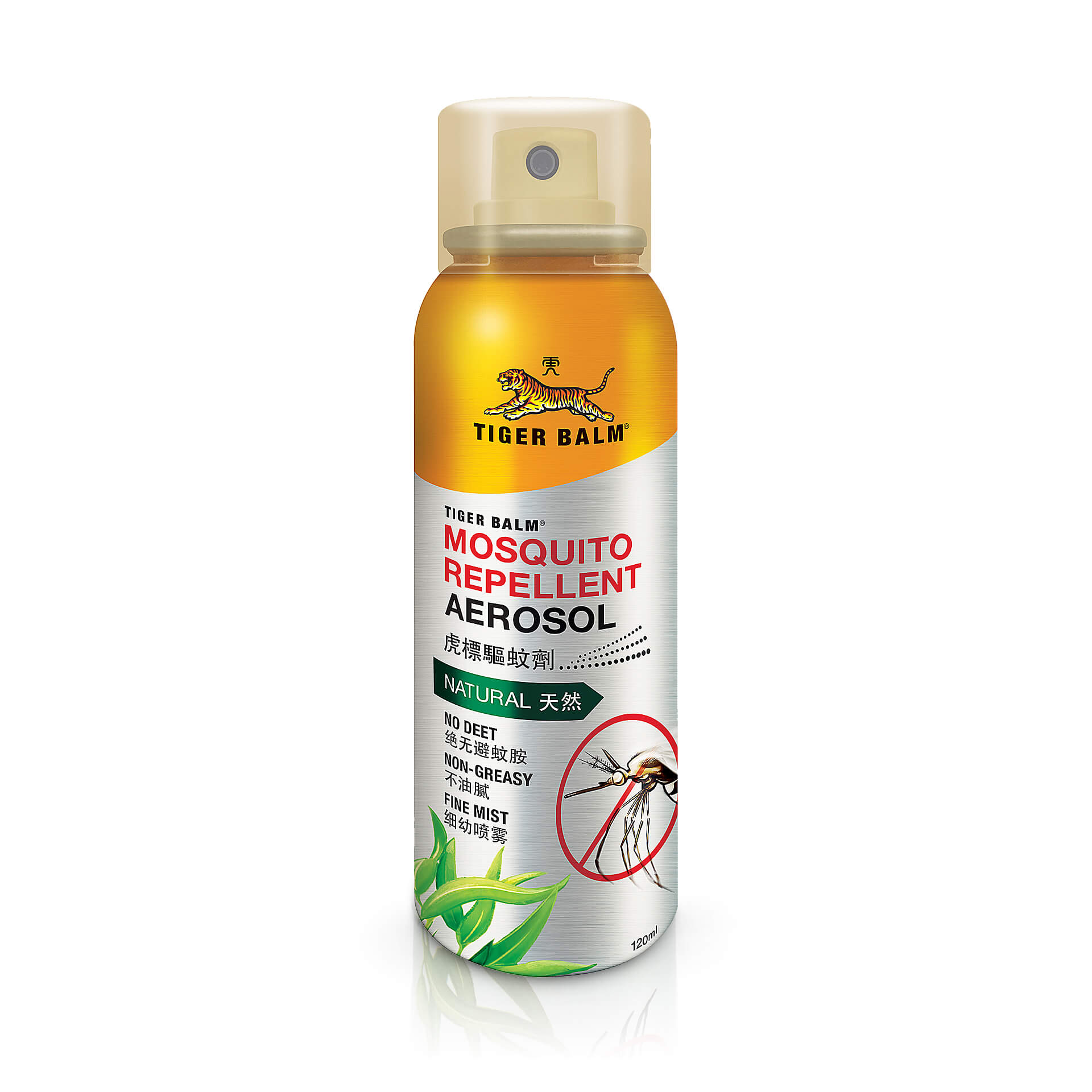 Tiger Balm Mosquito Repellent Aerosol - Back Product View: Get a view of the back of the Tiger Balm Mosquito Repellent Aerosol can for additional product information.