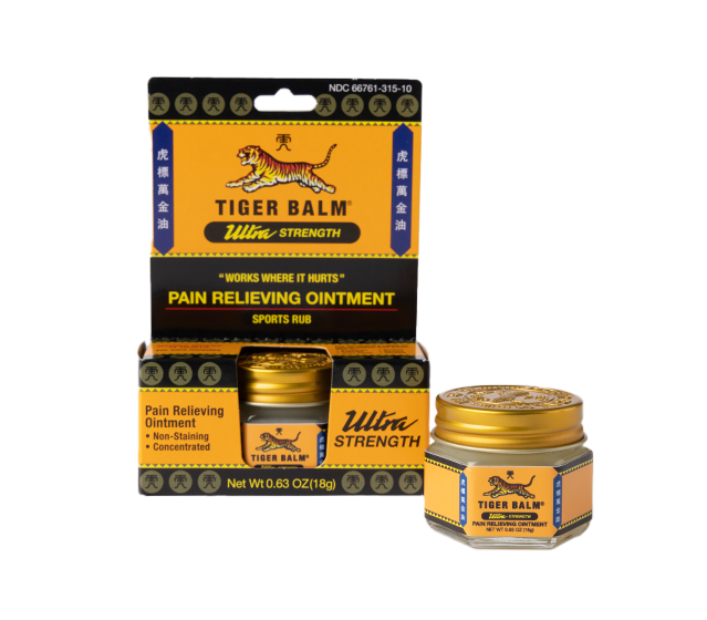 Tiger Balm Ultra Oniment packaging with bottle