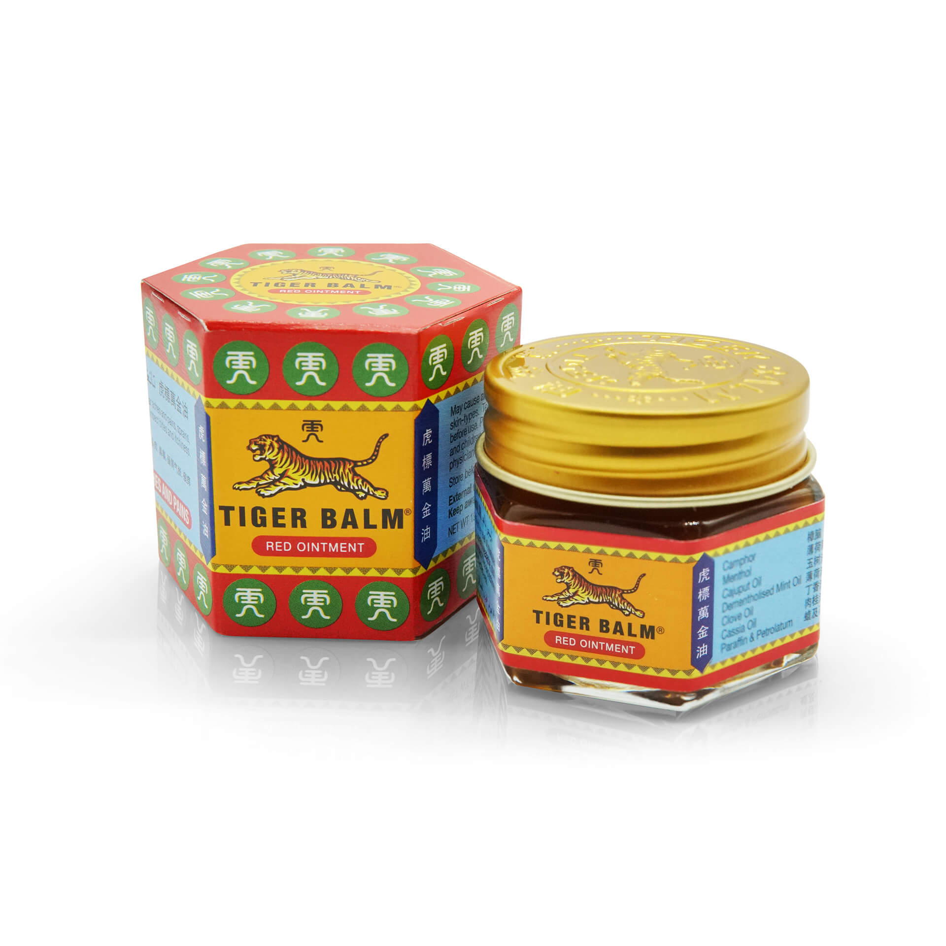 Tiger Balm Red Ointment - Packaging View: Examine the packaging of Tiger Balm Red Ointment.